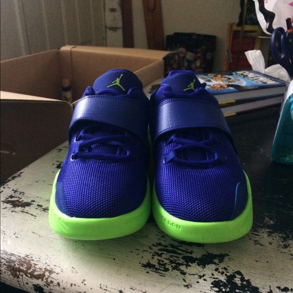 blue and lime green jordans